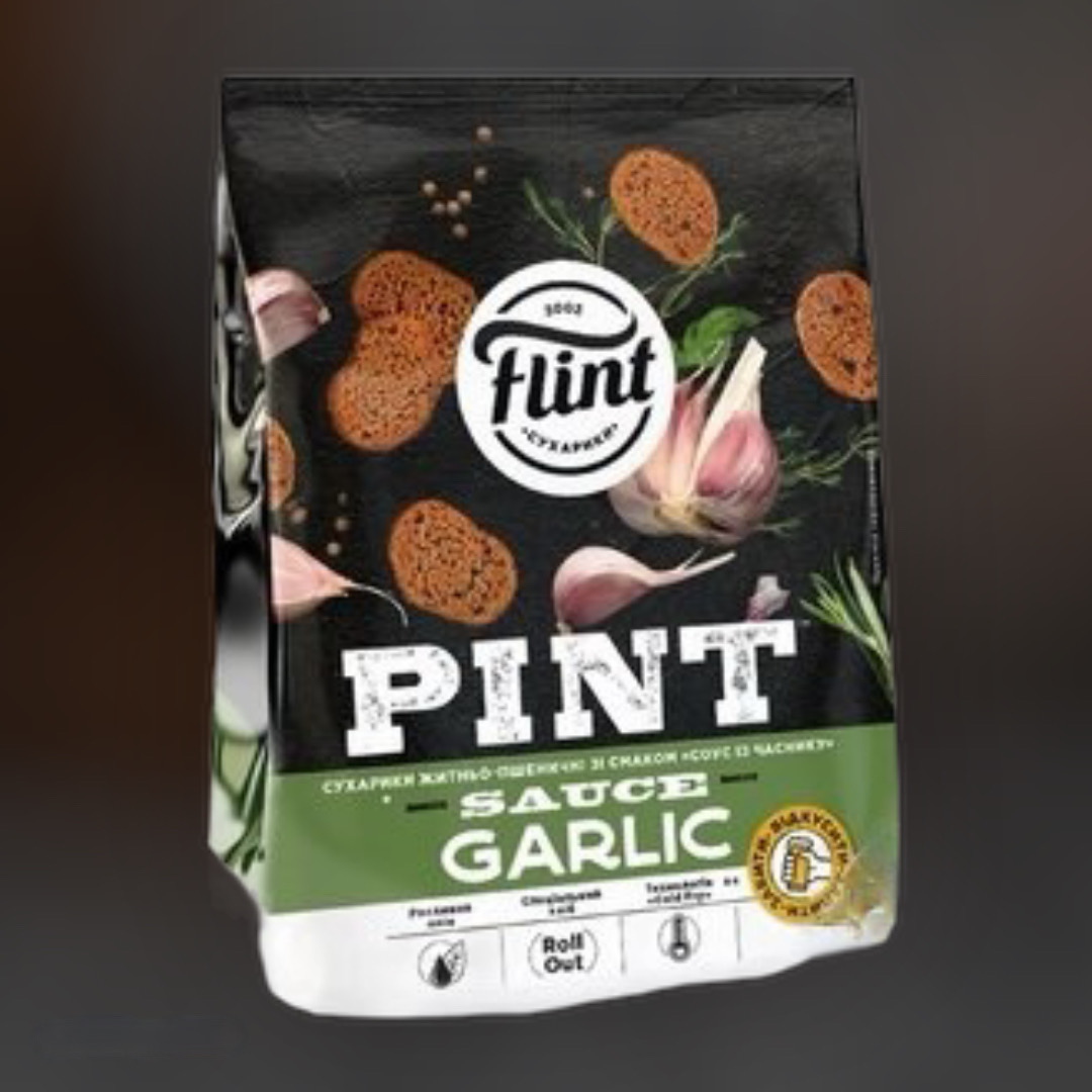Сухарики Flint пшенично-житні часниковий соус 110 г